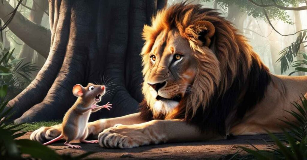 Short Moral Story of The Lion and the Brave Mouse