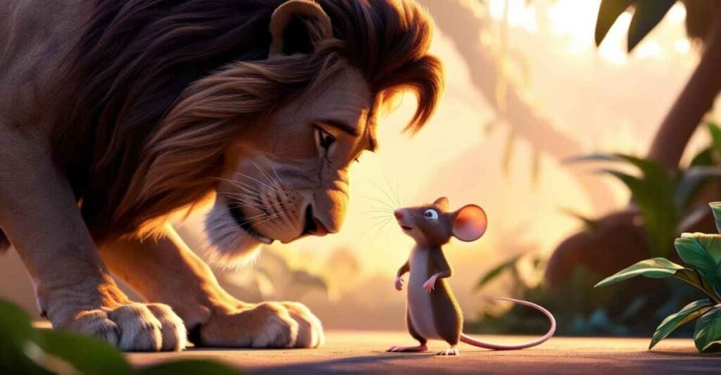 Short Moral Story of The Lion and the Brave Mouse