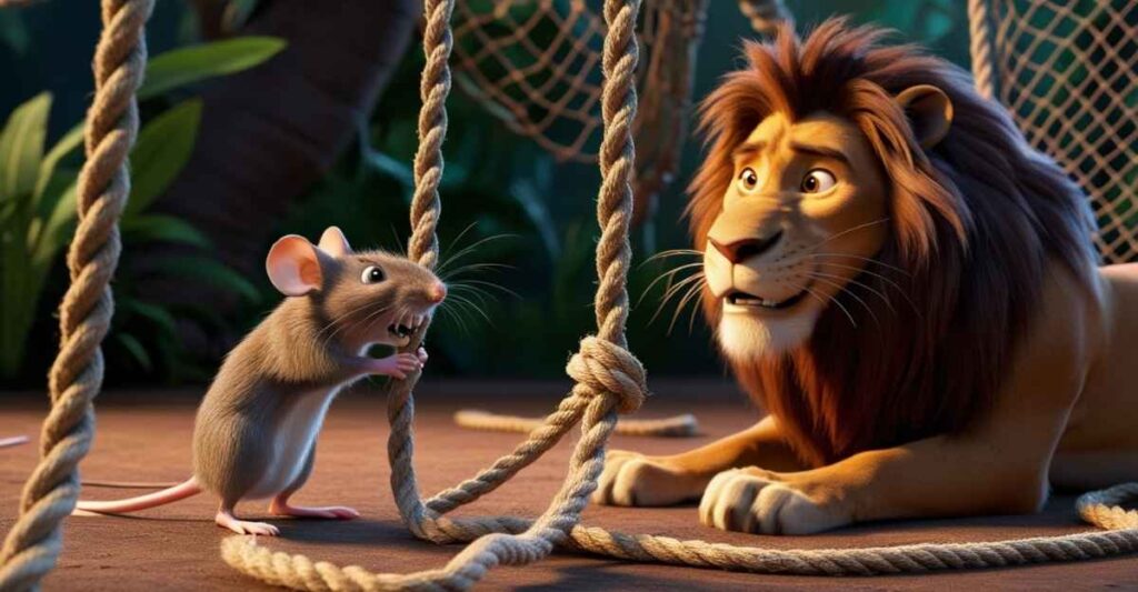 Short Moral Story of The Lion and the Brave Mouse